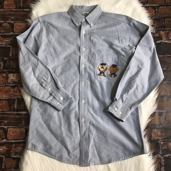 VTG 90’s Men’s Acme Clothing Taz Tasmanian Devil Long Sleeve Button Down Shirt - Picture 9 of 10